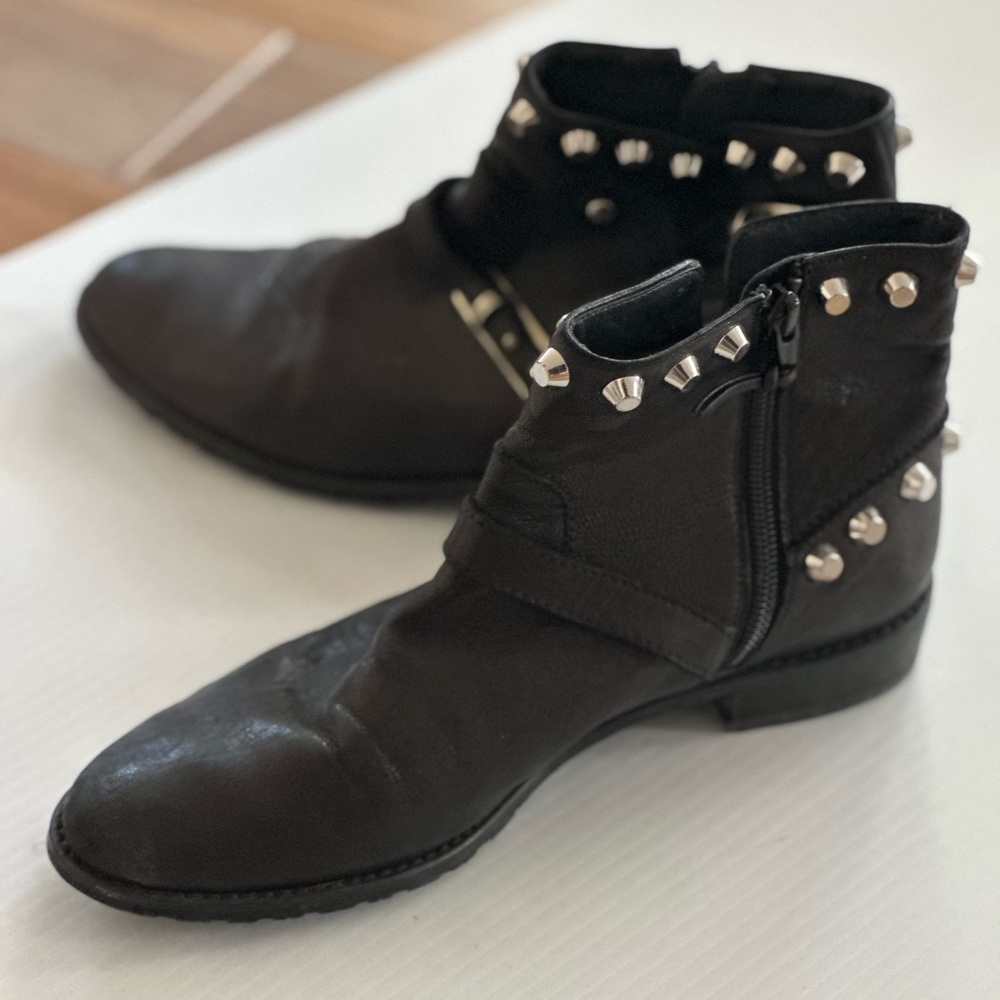 Stuart Weitzman Black Studded Ankle Boots
